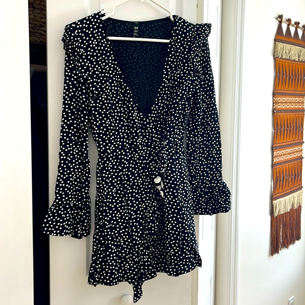 Zara TRF Black and White Polka Dot Romper